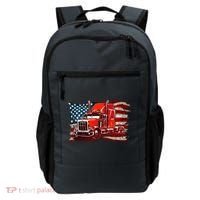 Cool Trucker Semi Truck Torn Distressed American Flag Backpack thumb 0
