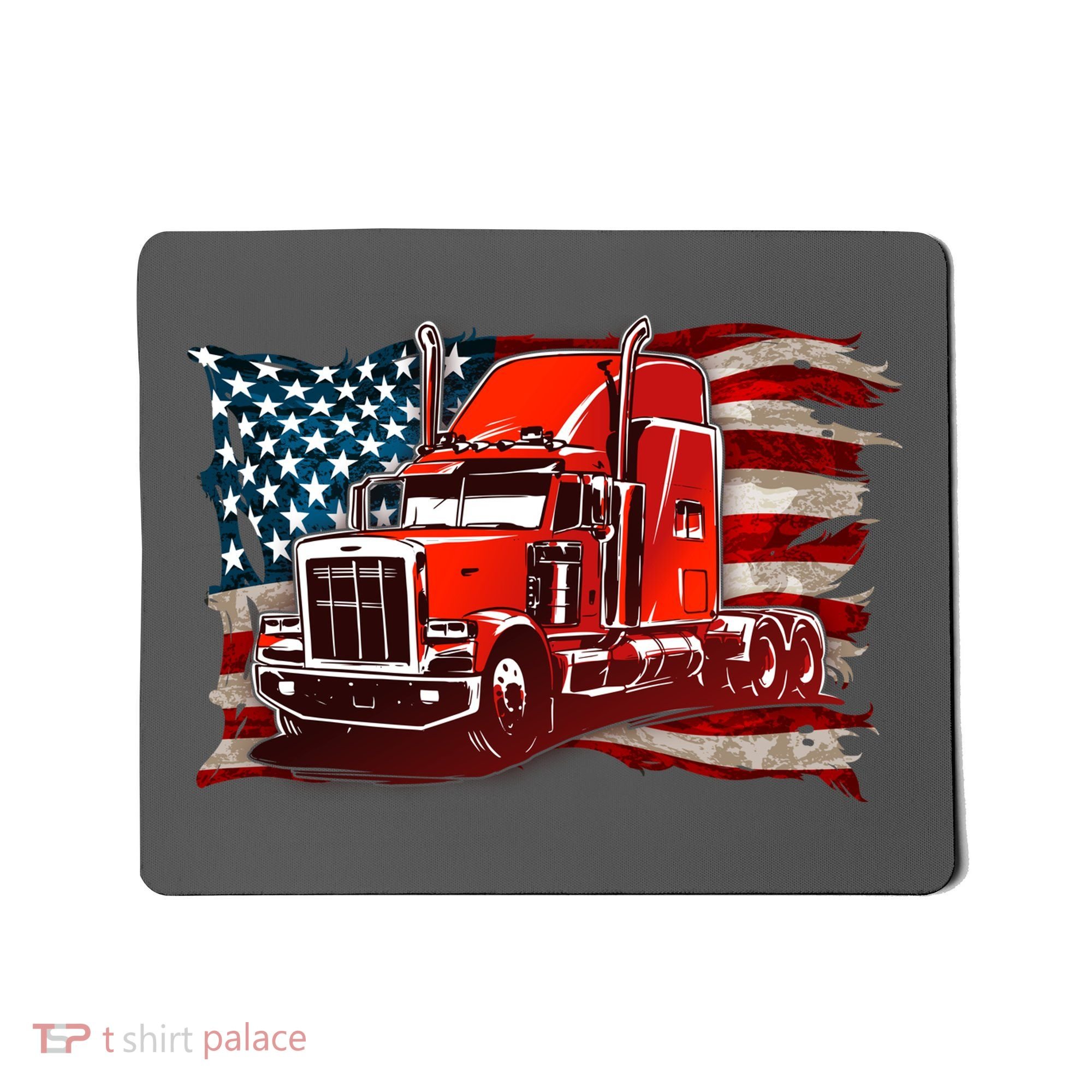 Cool Trucker Semi Truck Torn Distressed American Flag Mousepad