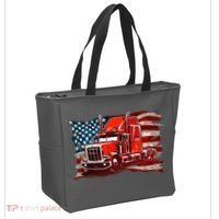Cool Trucker Semi Truck Torn Distressed American Flag Tote Bag thumb 2