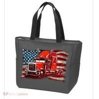 Cool Trucker Semi Truck Torn Distressed American Flag Tote Bag thumb 3