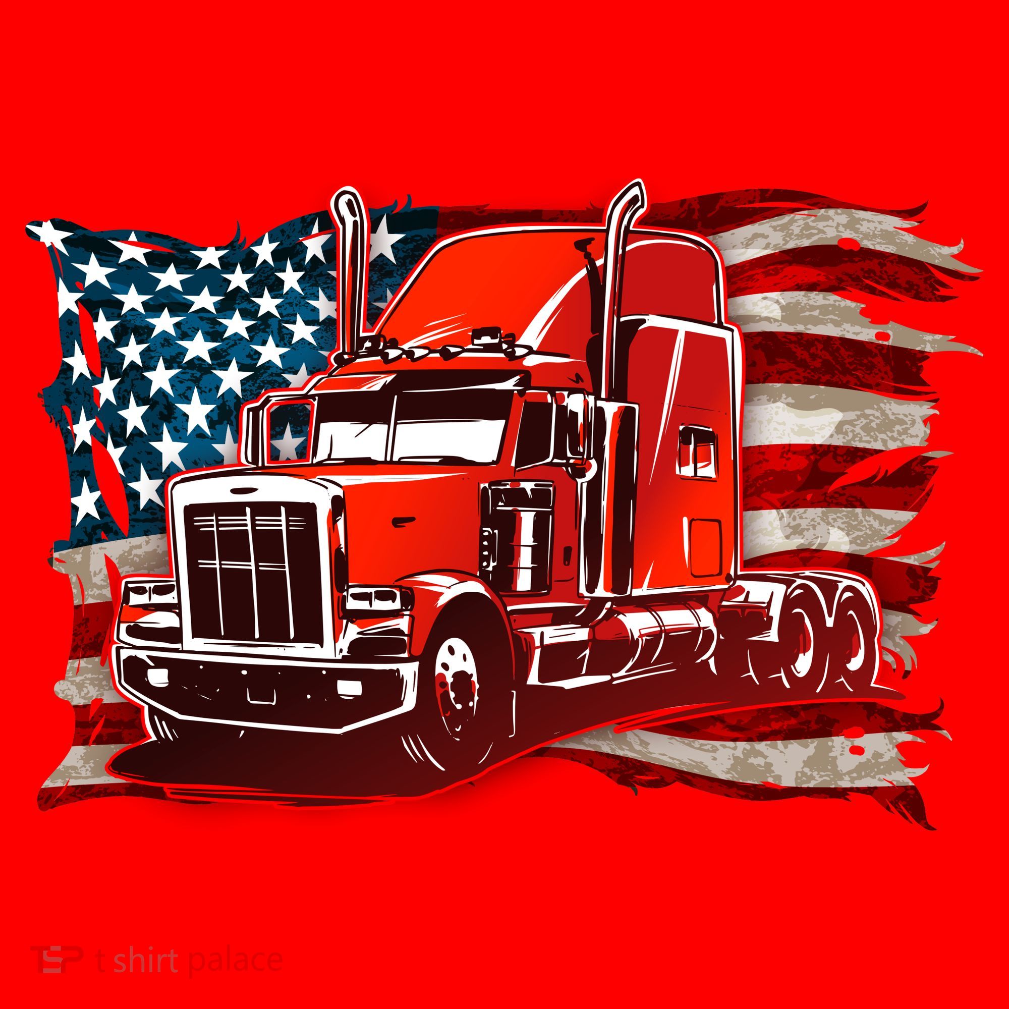 Cool Trucker Semi Truck Torn Distressed American Flag Santa Hat