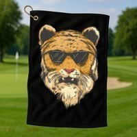 Cool Tiger Sunglasses Retro Golf Towel thumb 1