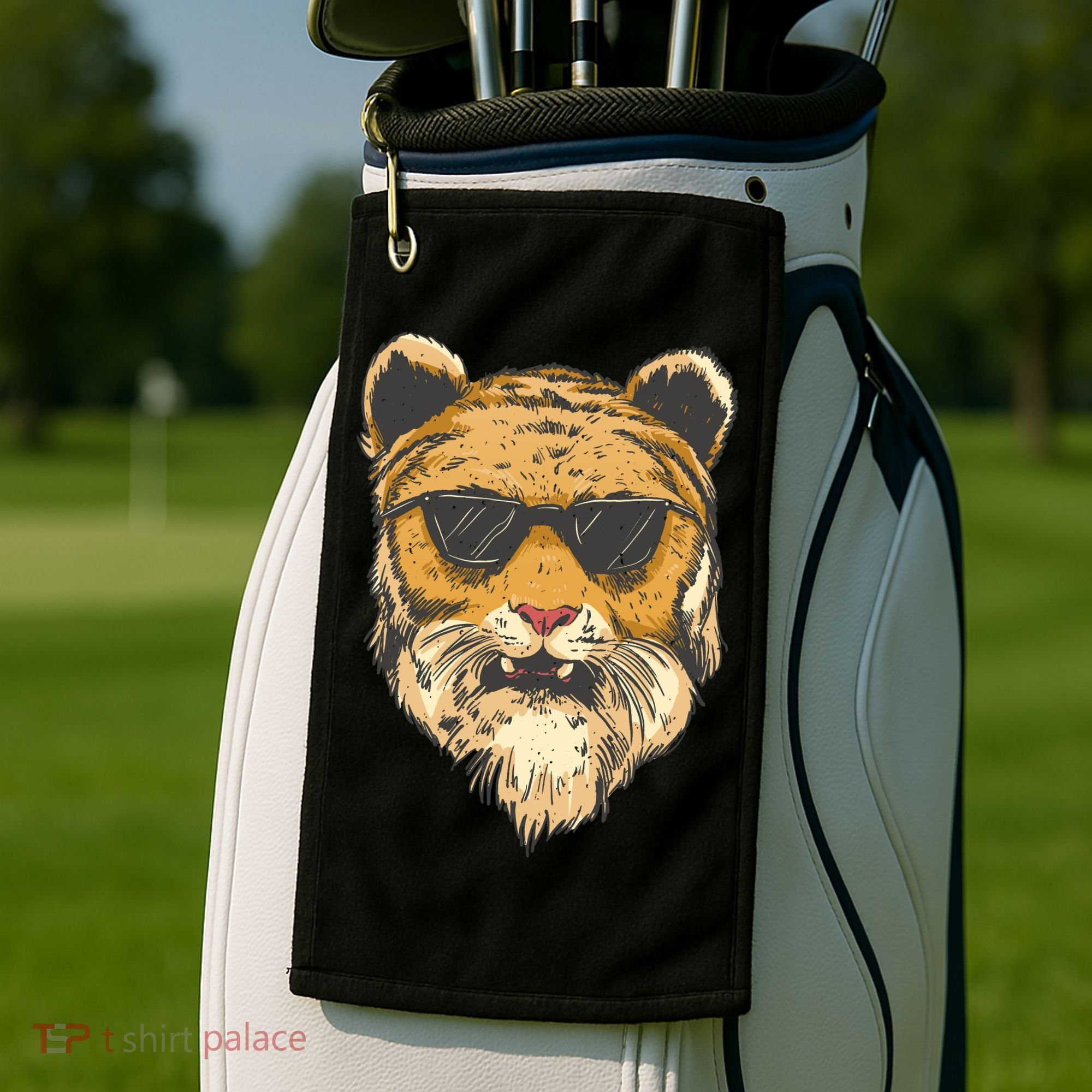 Cool Tiger Sunglasses Retro Golf Towel