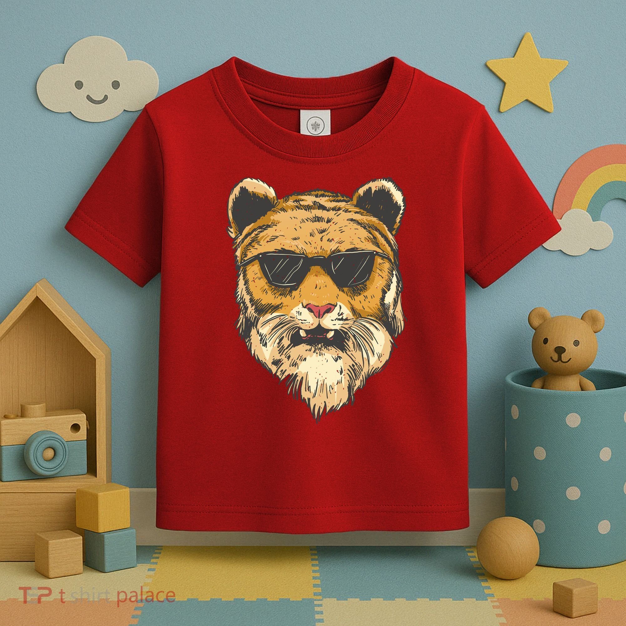 Cool Tiger Sunglasses Retro Toddler T-Shirt