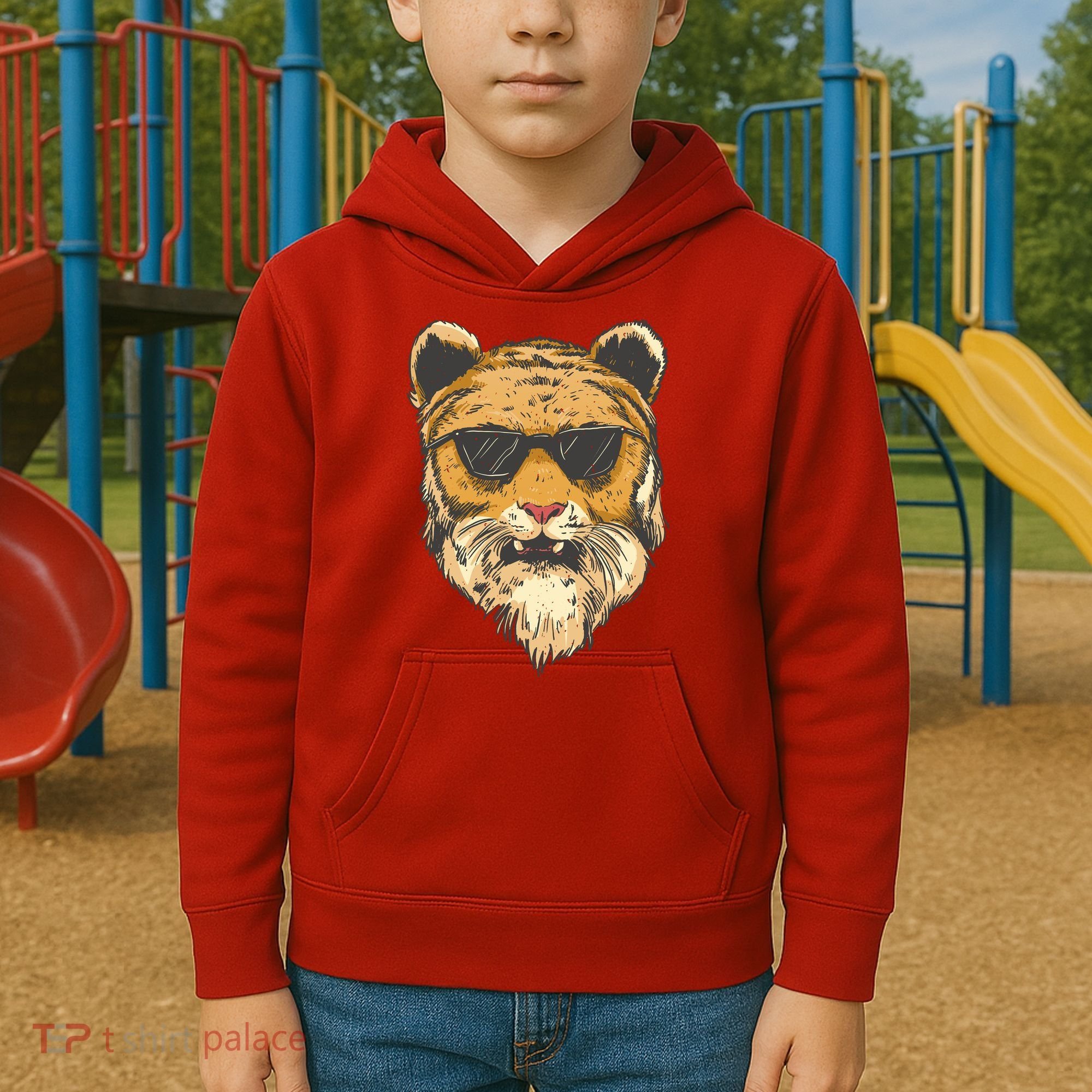 Cool Tiger Sunglasses Retro Kids Hoodie