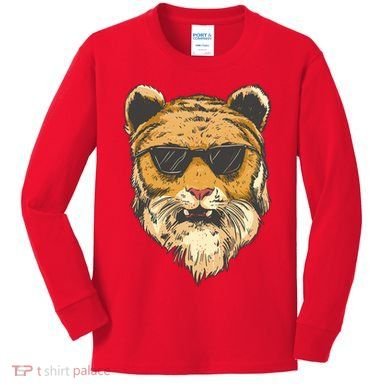 Cool Tiger Sunglasses Retro Kids Long Sleeve Shirt