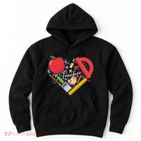 Cute Teacher School Tools Heart Hoodie thumb 0