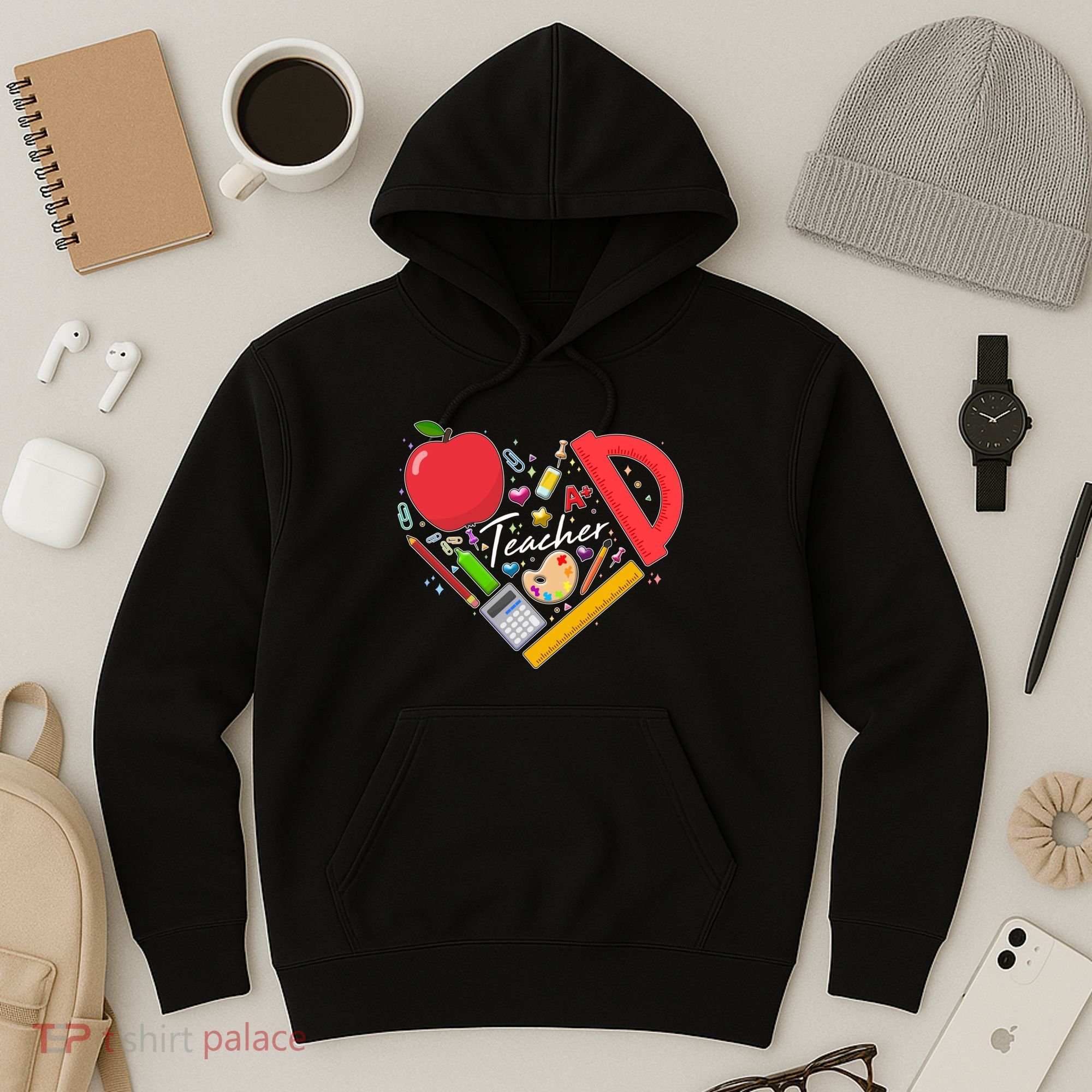 Cute Teacher School Tools Heart Hoodie