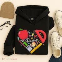 Cute Teacher School Tools Heart Hoodie thumb 4