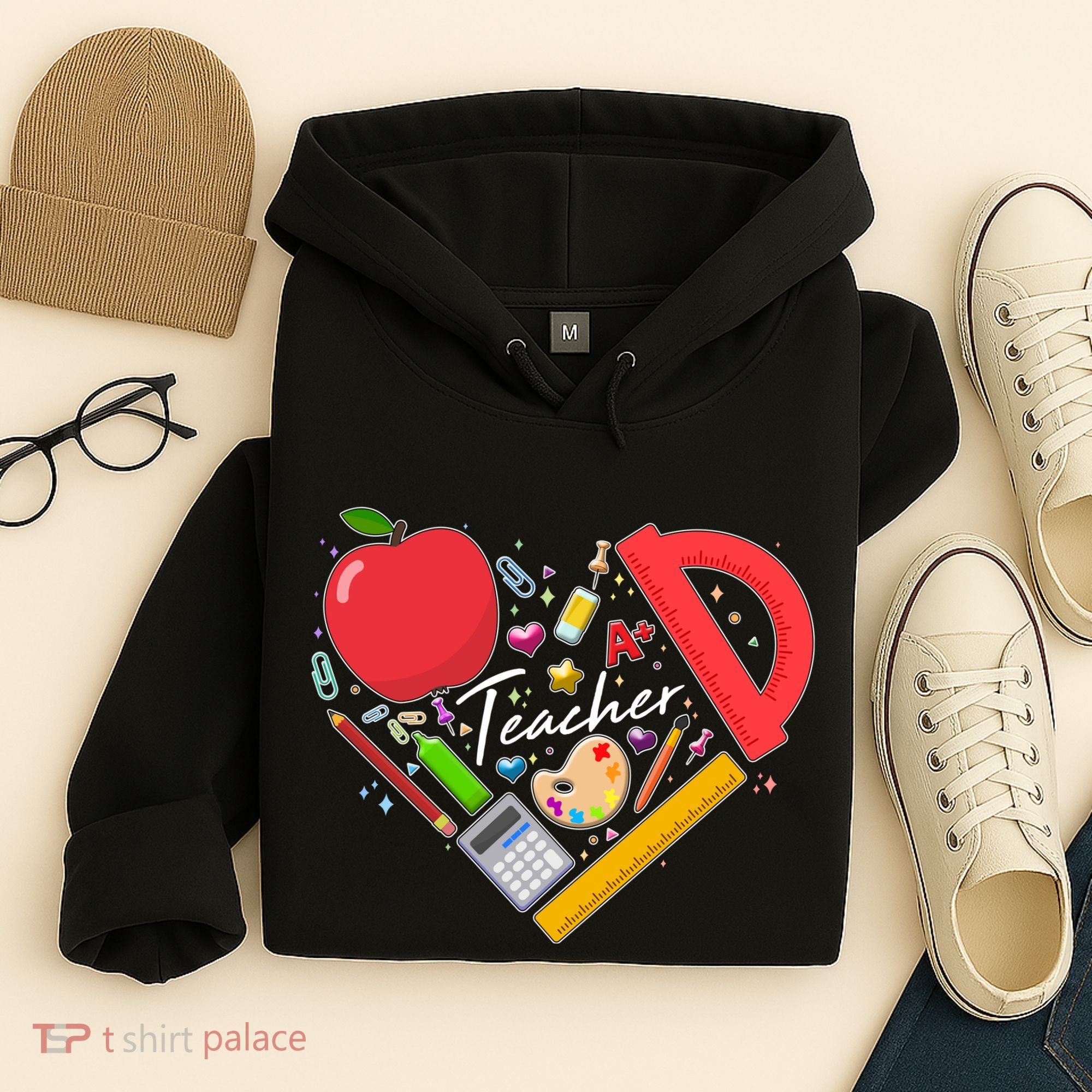 Cute Teacher School Tools Heart Hoodie