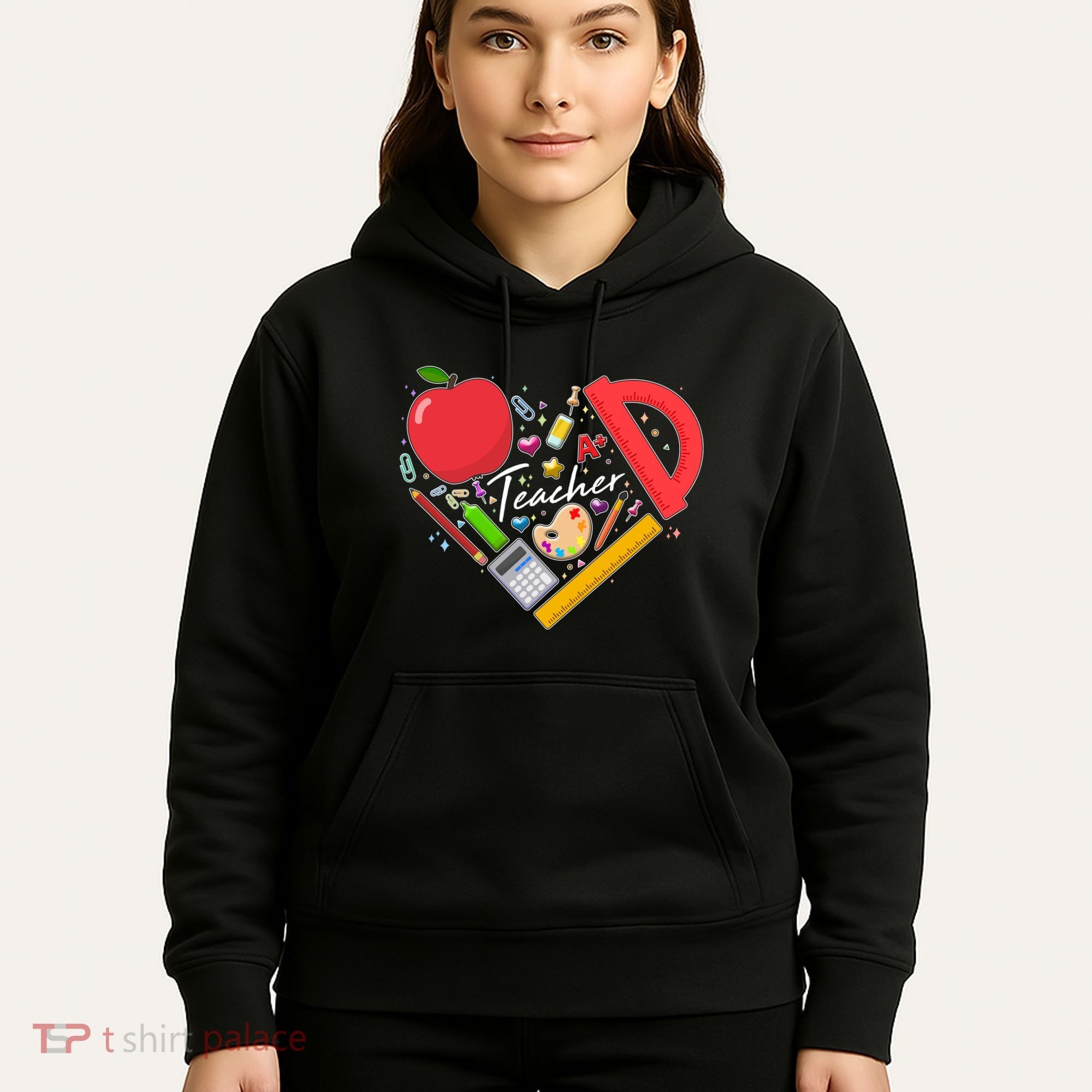 Cute Teacher School Tools Heart Hoodie