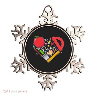 Cute Teacher School Tools Heart Ornament