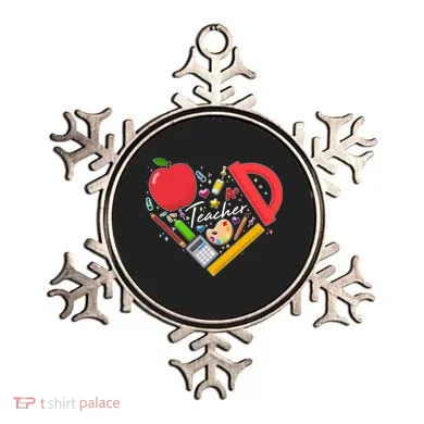 Cute Teacher School Tools Heart Ornament