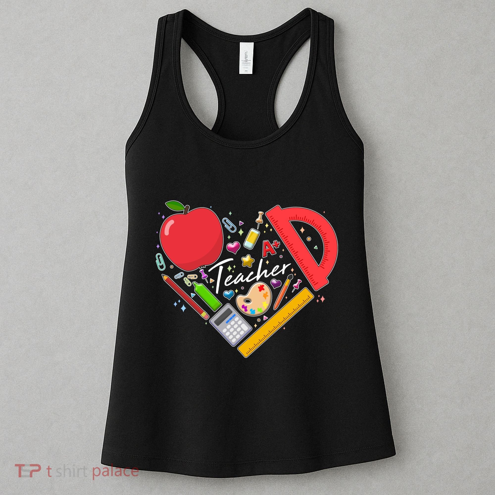 Cute Teacher School Tools Heart Women's Tank Top