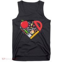 Cute Teacher School Tools Heart Tank Top thumb 0
