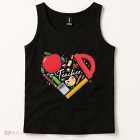 Cute Teacher School Tools Heart Tank Top thumb 2