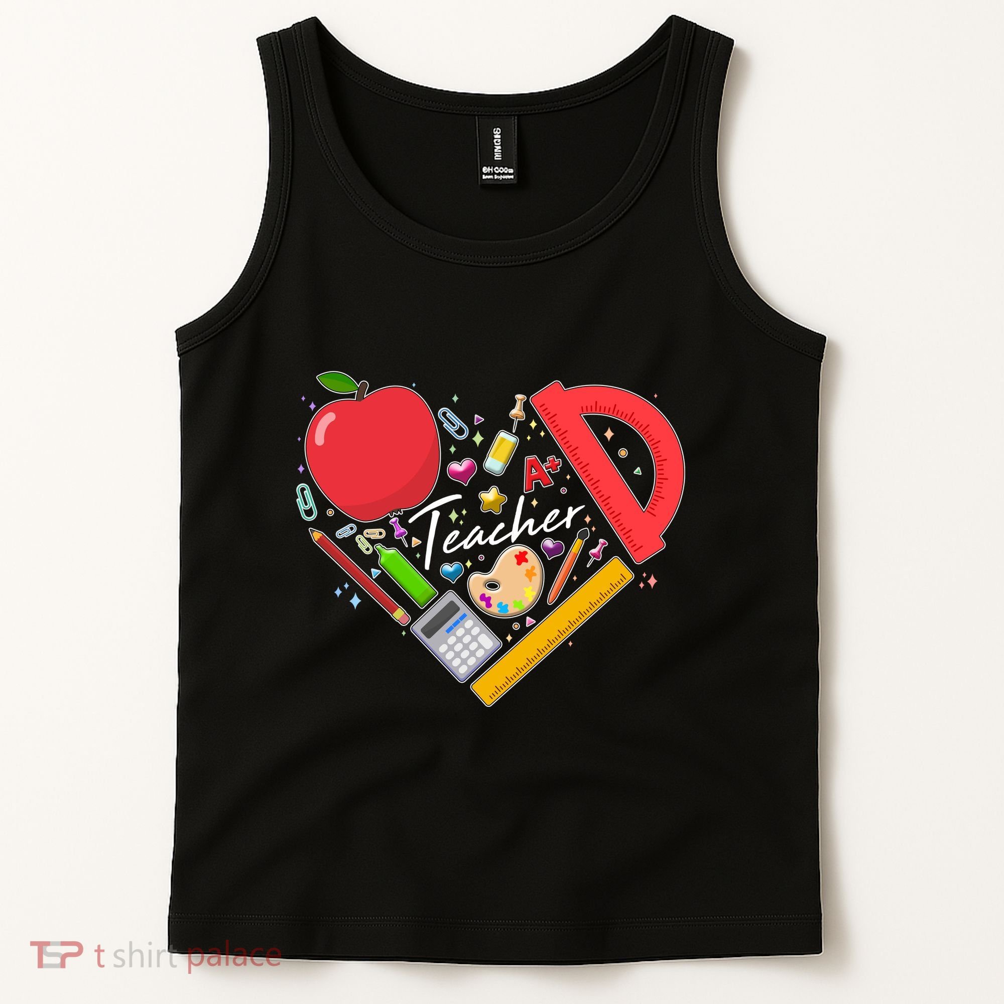 Cute Teacher School Tools Heart Tank Top