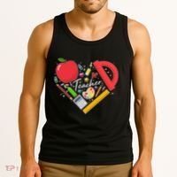 Cute Teacher School Tools Heart Tank Top thumb 3