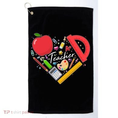 Cute Teacher School Tools Heart Golf Towel