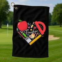 Cute Teacher School Tools Heart Golf Towel thumb 1