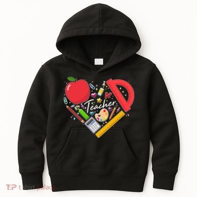 Cute Teacher School Tools Heart Kids Hoodie