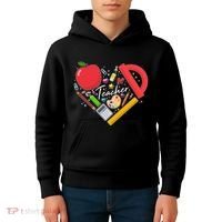 Cute Teacher School Tools Heart Kids Hoodie thumb 4