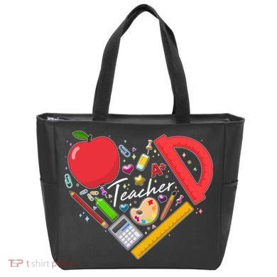 Cute Teacher School Tools Heart Tote Bag
