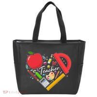 Cute Teacher School Tools Heart Tote Bag thumb 0