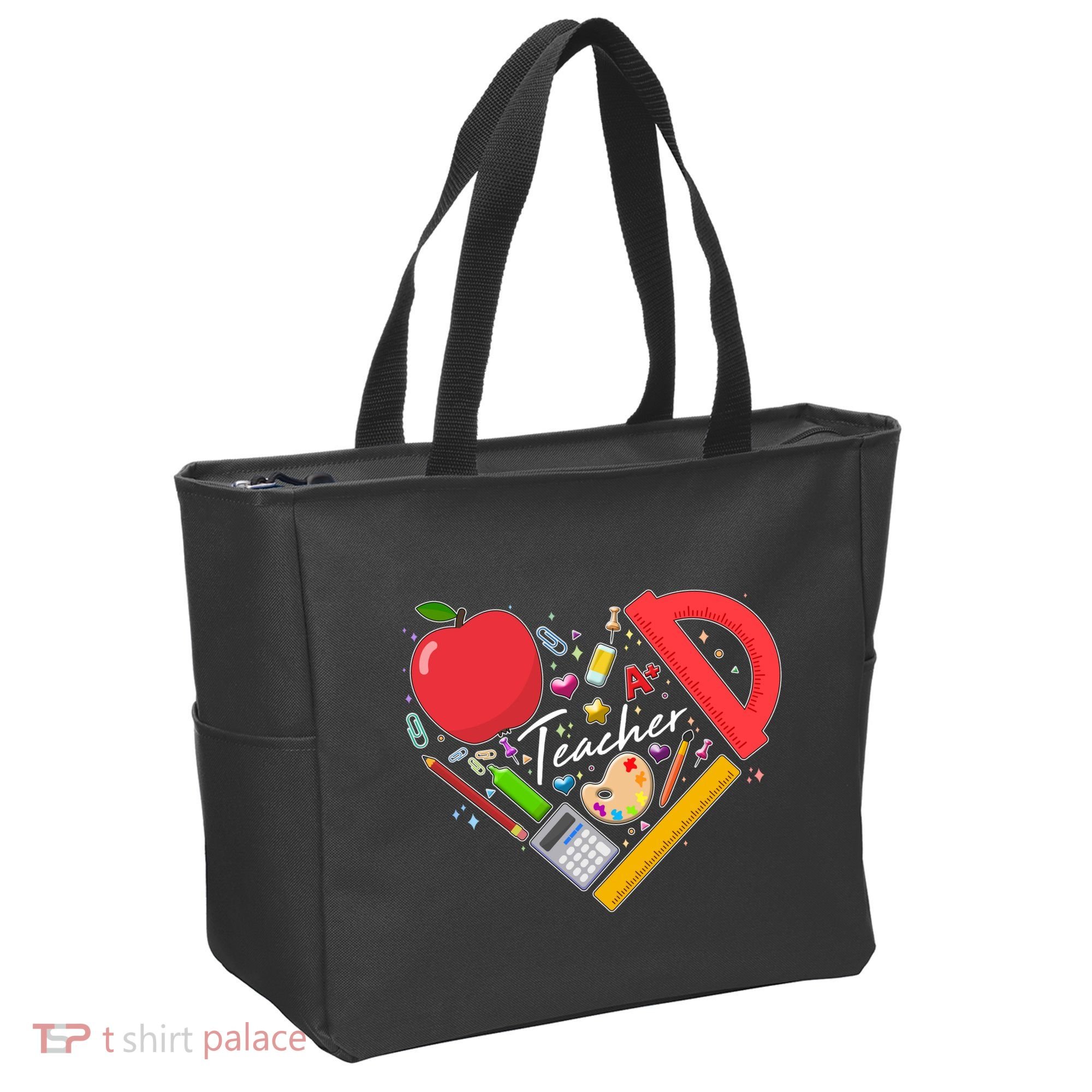 Cute Teacher School Tools Heart Tote Bag