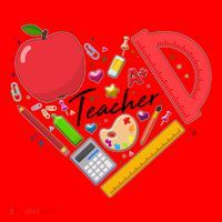 Cute Teacher School Tools Heart Santa Hat thumb 1