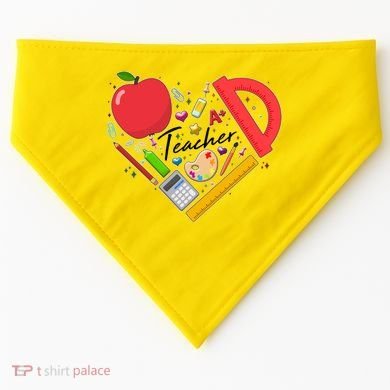 Cute Teacher School Tools Heart USA-Made Doggie Bandana