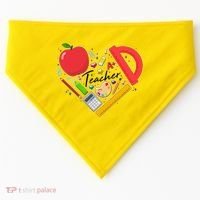 Cute Teacher School Tools Heart USA-Made Doggie Bandana thumb 0