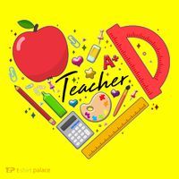 Cute Teacher School Tools Heart USA-Made Doggie Bandana thumb 2