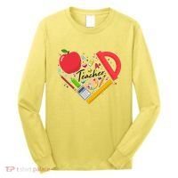 Cute Teacher School Tools Heart Long Sleeve Shirt thumb 0