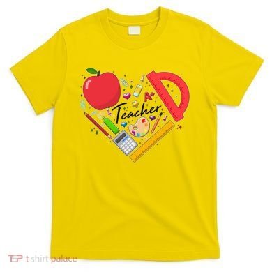 Cute Teacher School Tools Heart T-Shirt