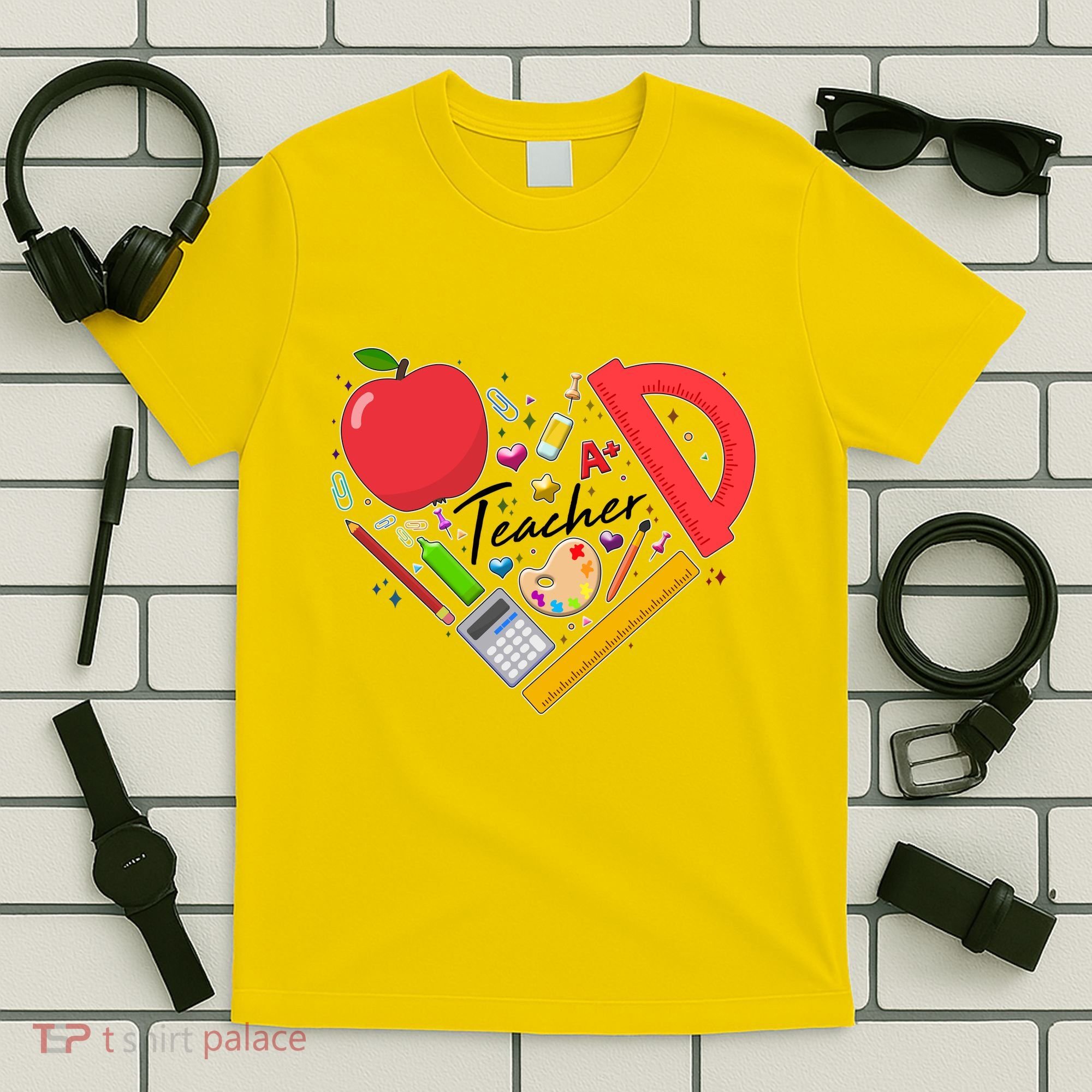 Cute Teacher School Tools Heart T-Shirt
