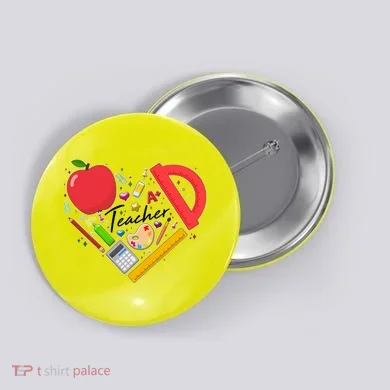 Cute Teacher School Tools Heart Button