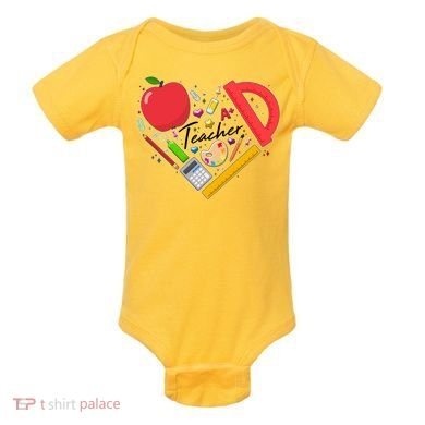 Cute Teacher School Tools Heart Baby Bodysuit