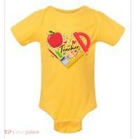 Cute Teacher School Tools Heart Baby Bodysuit thumb 0