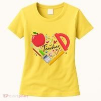 Cute Teacher School Tools Heart Women's T-Shirt thumb 0