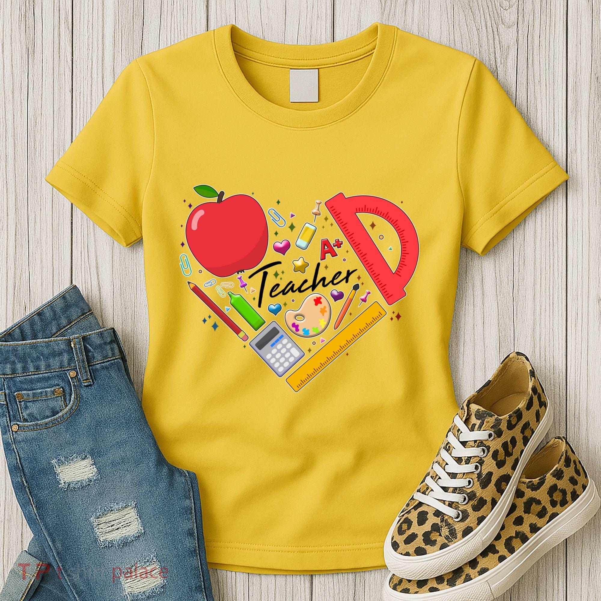 Cute Teacher School Tools Heart Women's T-Shirt
