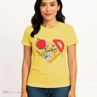 Cute Teacher School Tools Heart Women's T-Shirt thumb 4