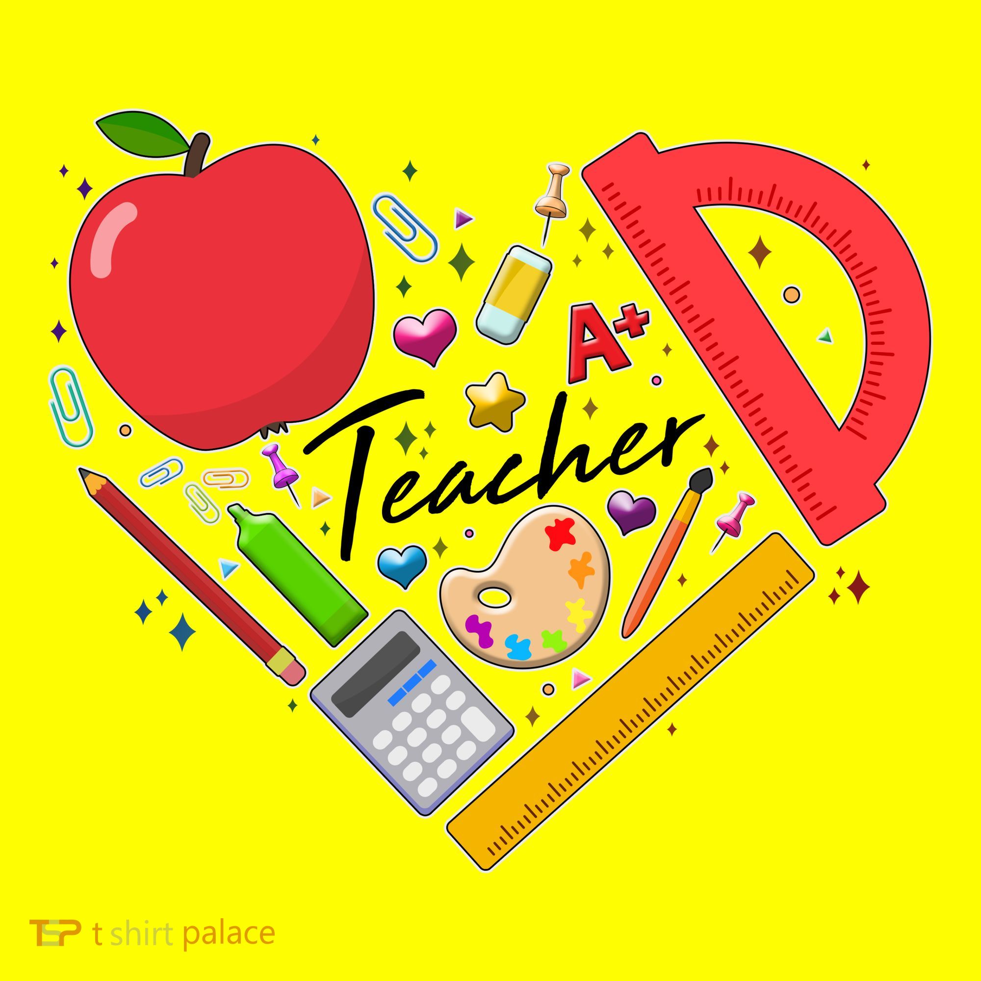 Cute Teacher School Tools Heart Women's T-Shirt