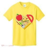 Cute Teacher School Tools Heart Kids T-Shirt thumb 0