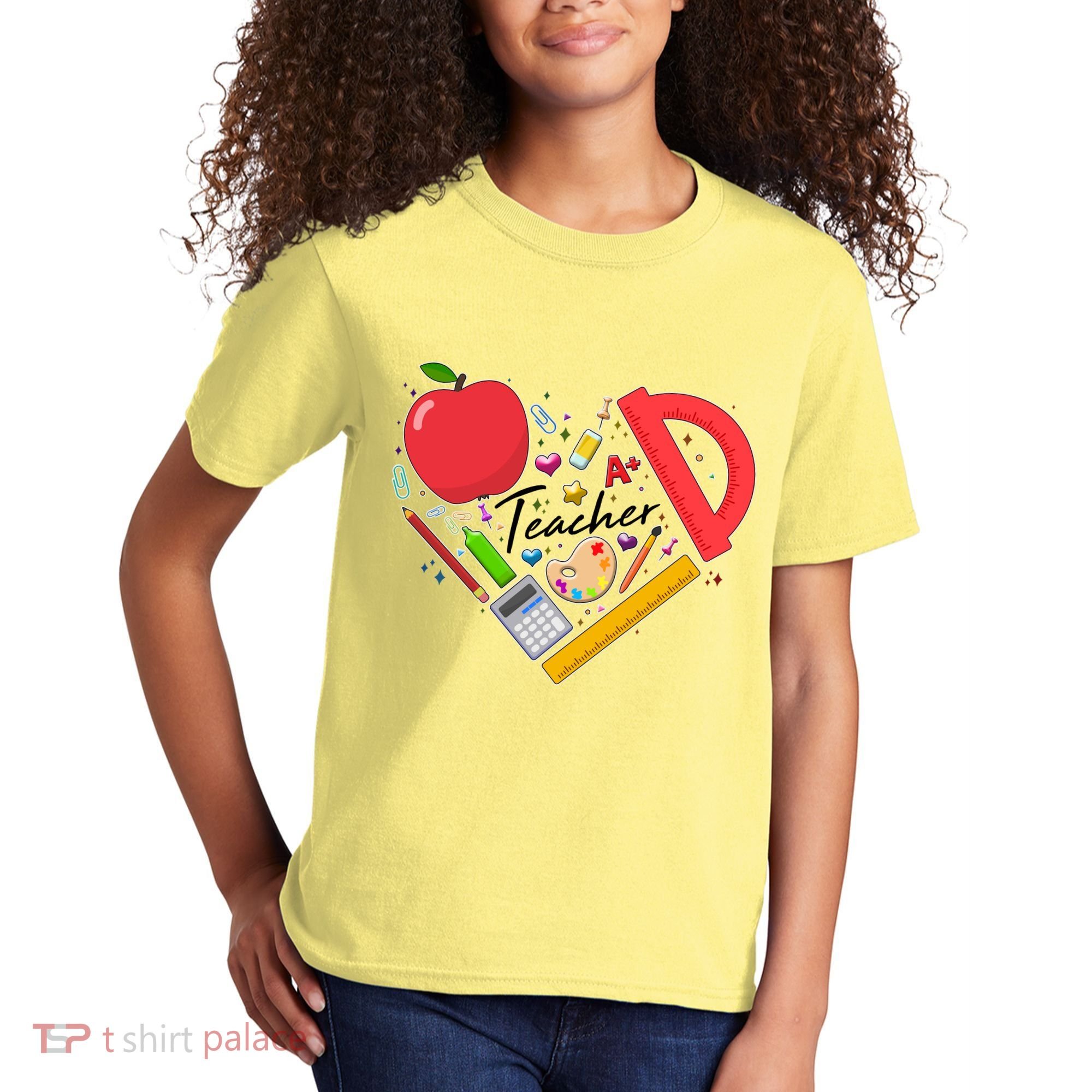 Cute Teacher School Tools Heart Kids T-Shirt