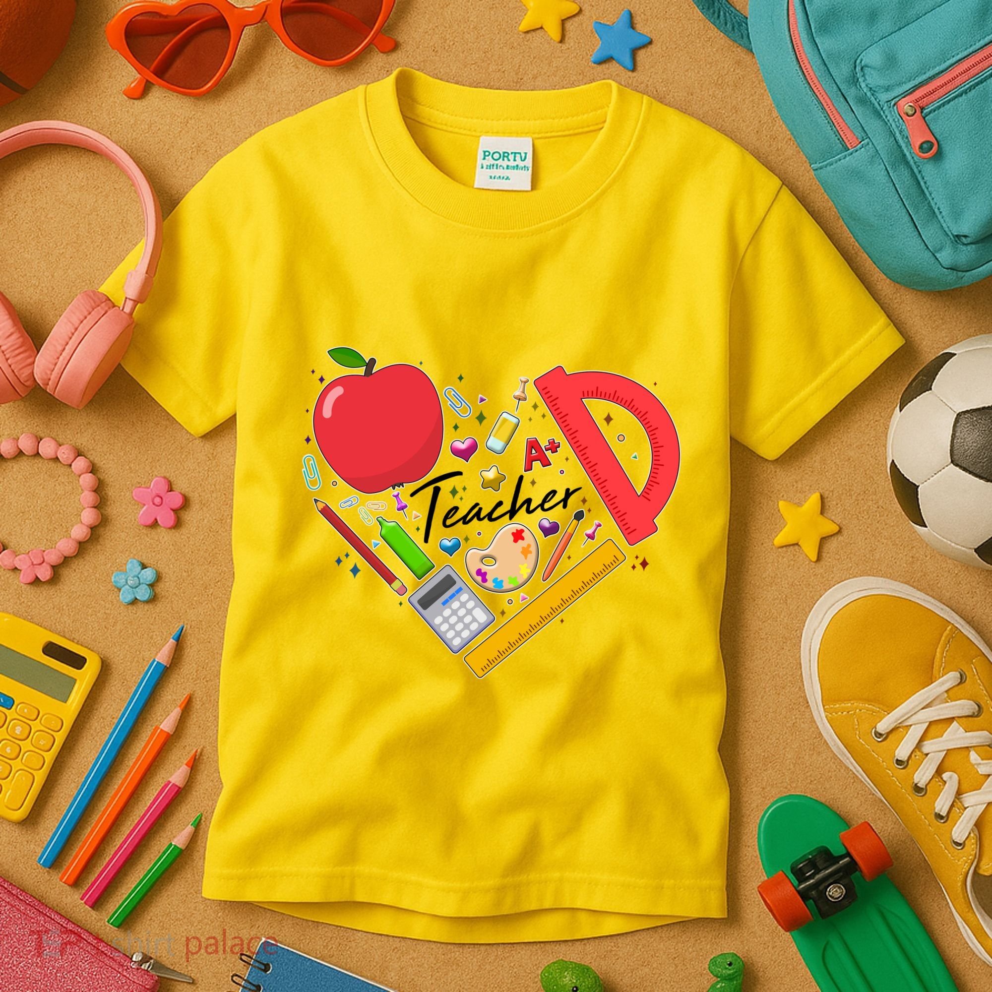 Cute Teacher School Tools Heart Kids T-Shirt