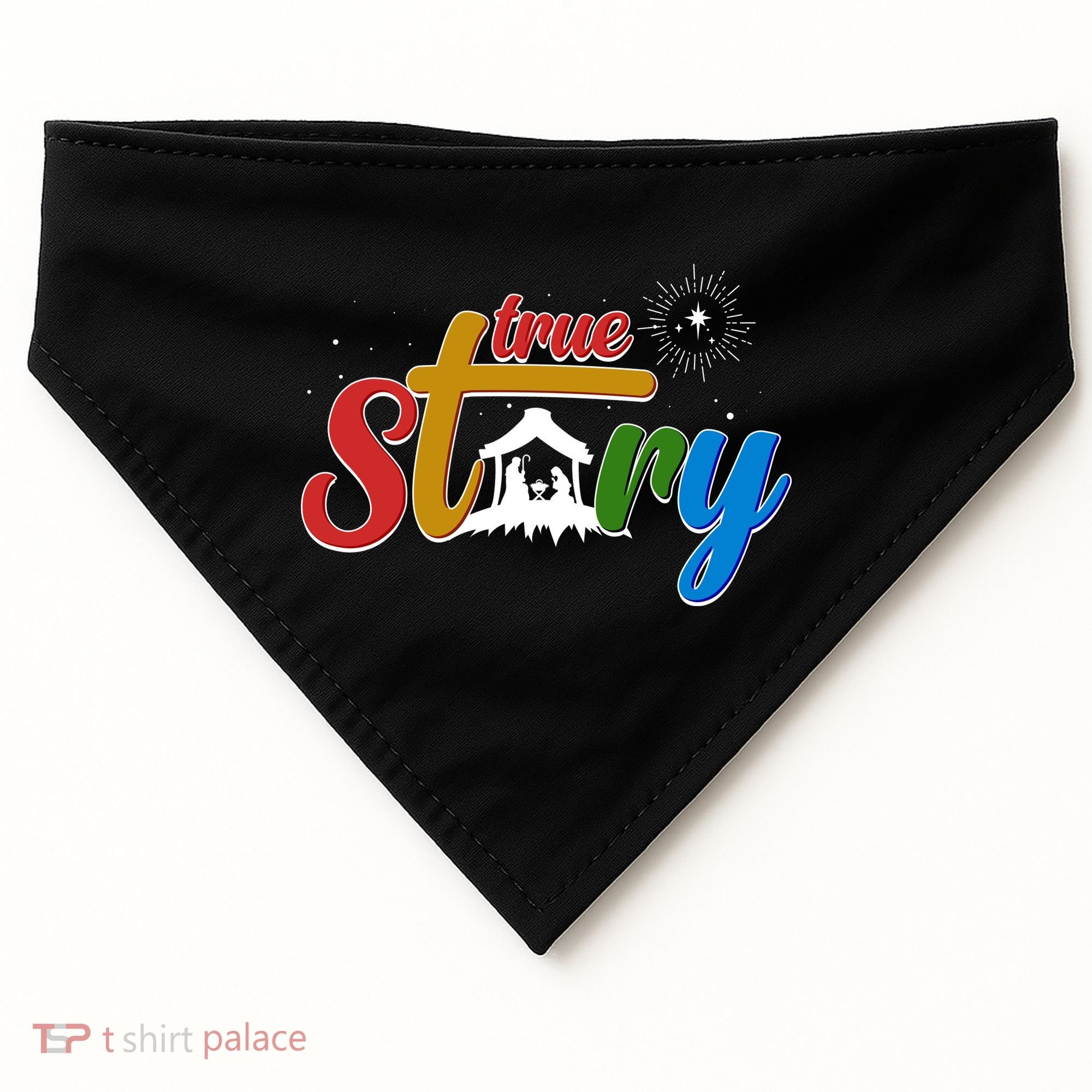 Christmas True Story Christian Nativity Scene USA-Made Doggie Bandana