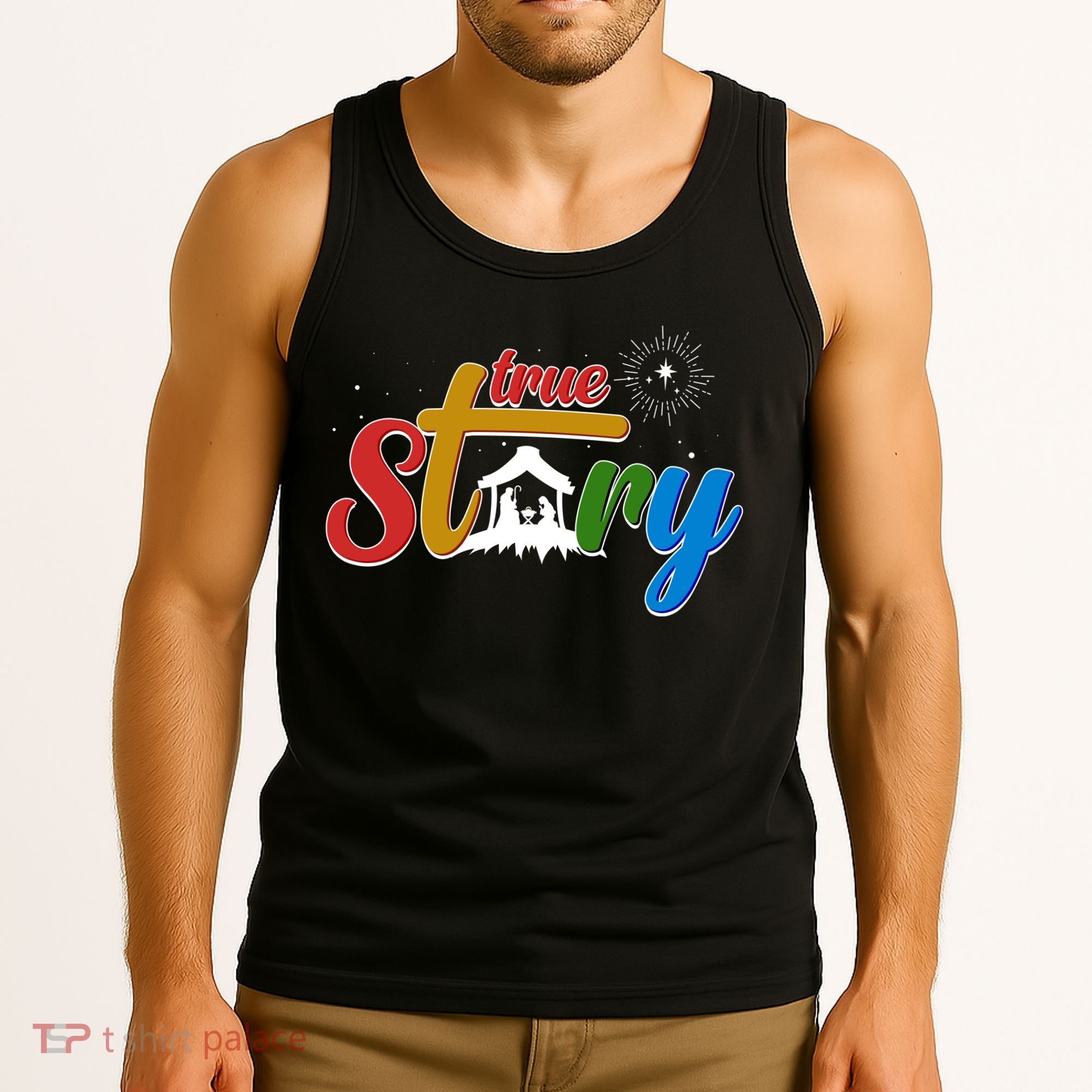Christmas True Story Christian Nativity Scene Tank Top