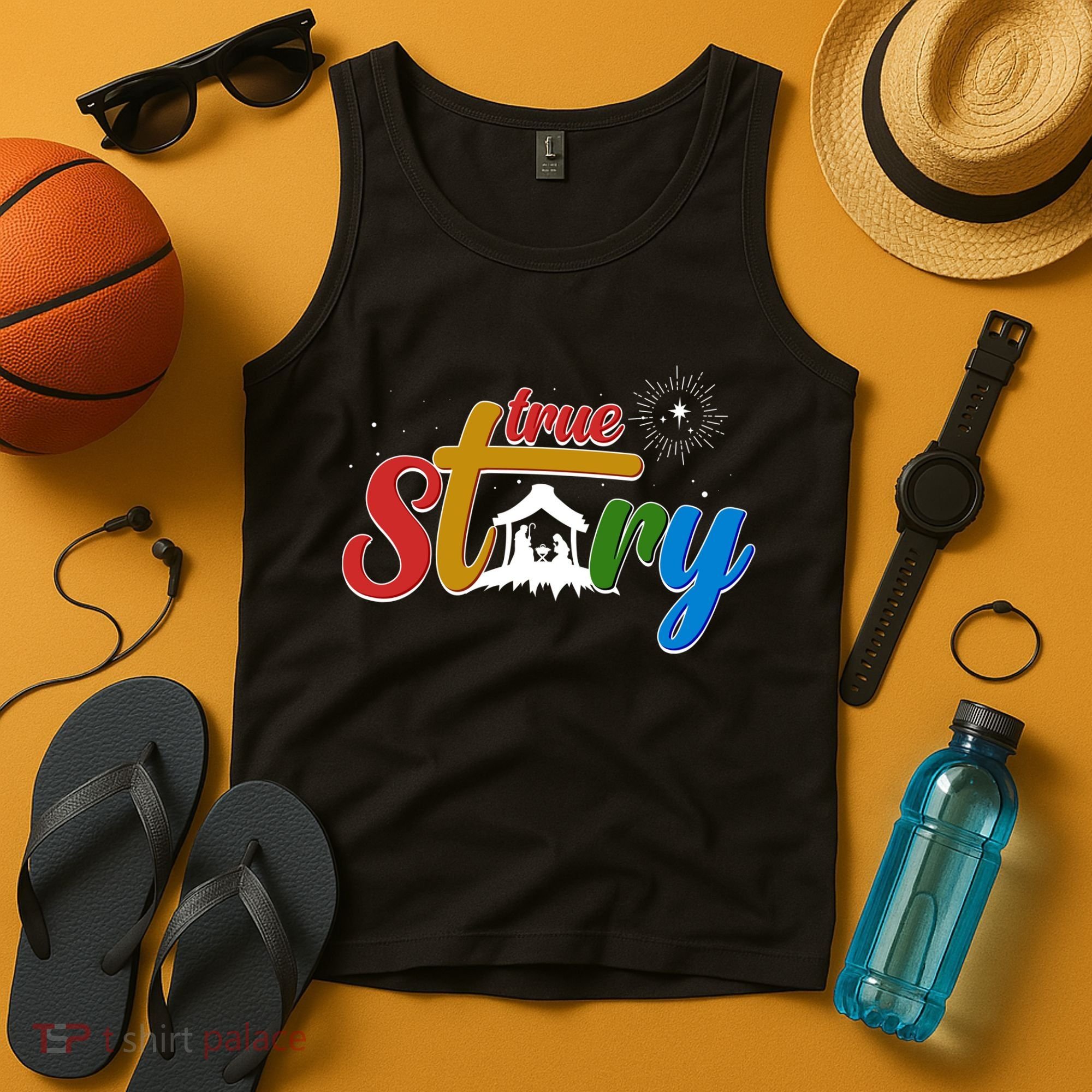 Christmas True Story Christian Nativity Scene Tank Top