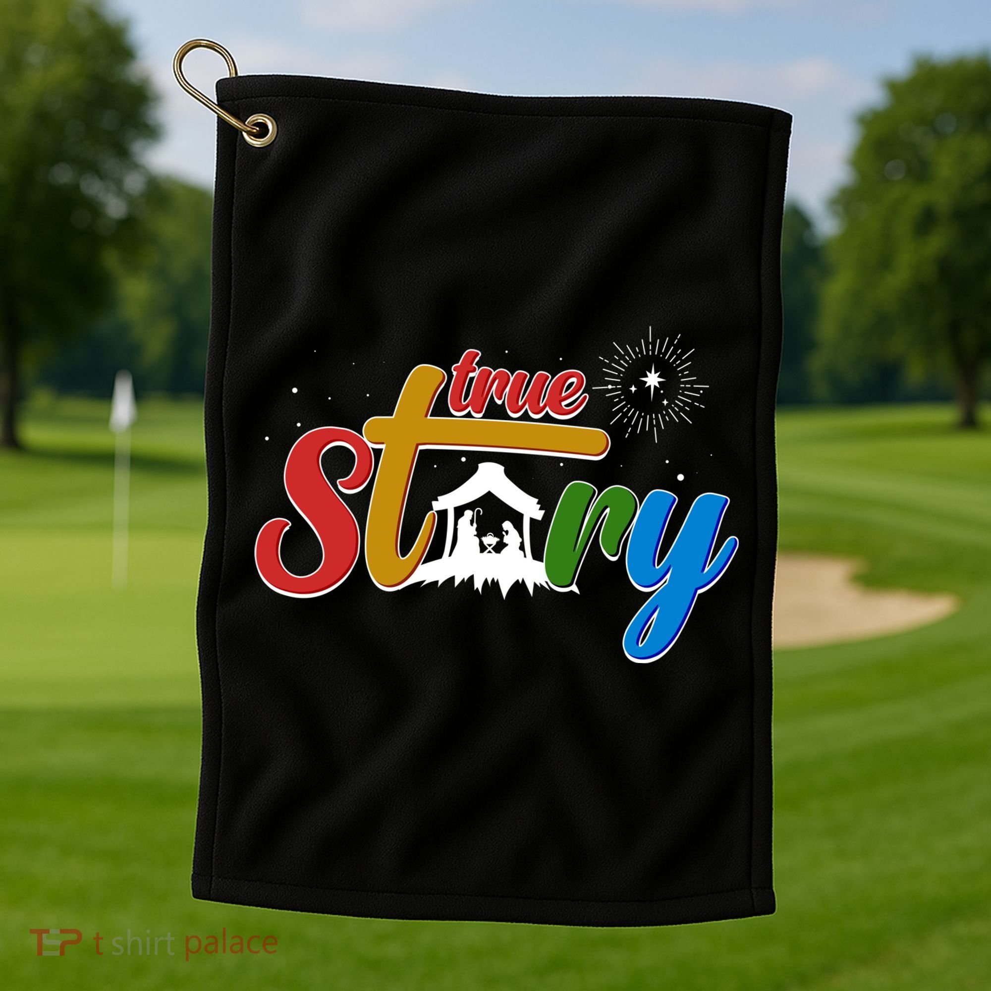Christmas True Story Christian Nativity Scene Golf Towel